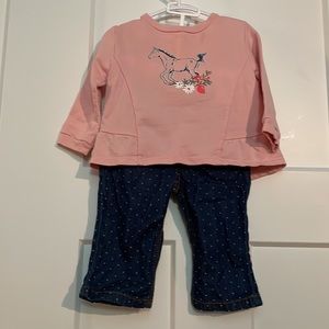 Carhartt Horse Shirt & Polka Dot jeans set (6 month)